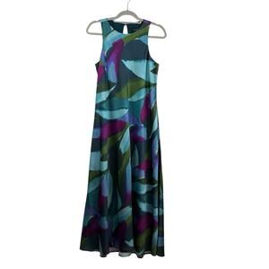 Banana Republic Silky Crepe Midi Dress 2024 Small Watercolor Sleeveless Artsy